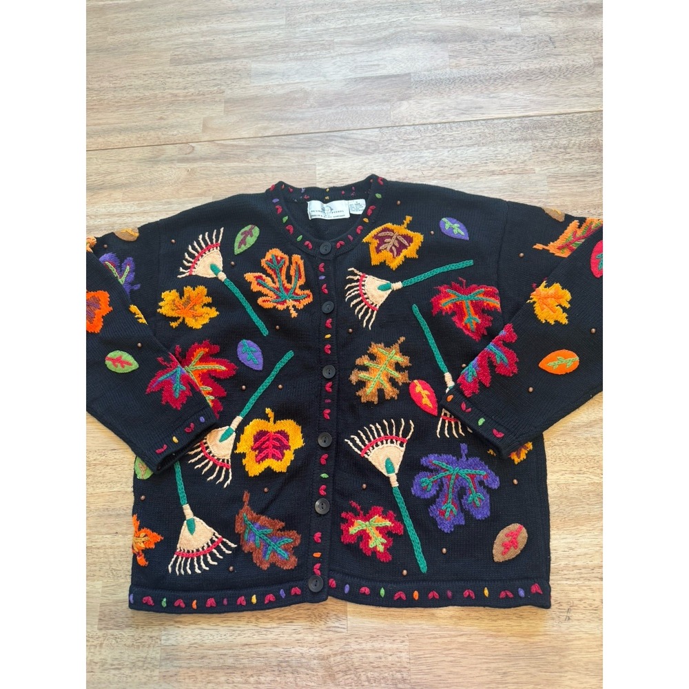 Design Options Vintage Fall Theme Cardigan Sweater Small Med Philip Jane Gordon